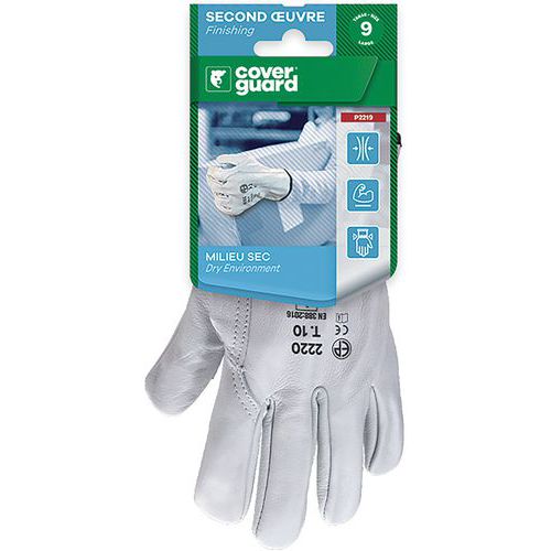 Coverguard - Gants Eurostrong 2220 fleur vachette - Taille 8 - Cuir souple et résistant - Beige