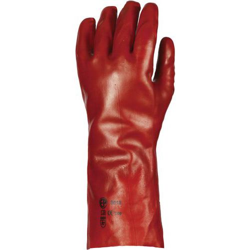 Coverguard - Gants Eurostrong 3620 PVC Rouge 36cm - Taille 9 - Coton - Protection Durable