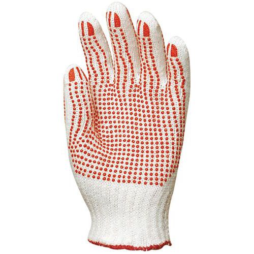 Coverguard - Gants Eurostrong 4350 Coton Polyester Picots PVC - Taille 7 Blanc - Protection et Confort