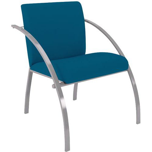 GGI - Fauteuil EVA 1 place PVC Pétrole Pieds Gris Alu - Assise Confortable - Usage Accueil - Lavable Éponge