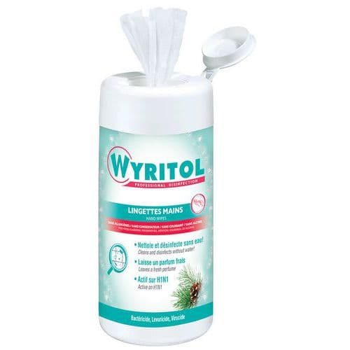 Wyritol 100 lingettes mains désinfectantes - Lot de 12 boîtes