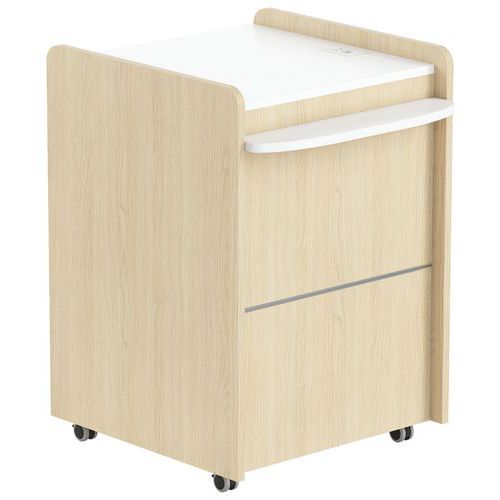 Banque Accueil Mobile Eden L/p 80 X 80 Cm Chêne Clair Plateau Blanc
