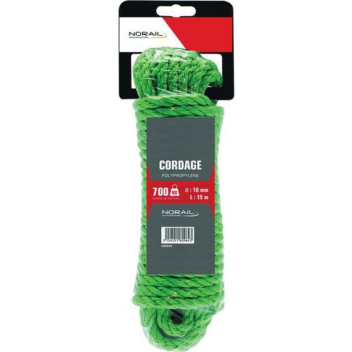 Norail - Cordage Polypropylène Vert Ø10mm - 15m - Résistant et Durable
