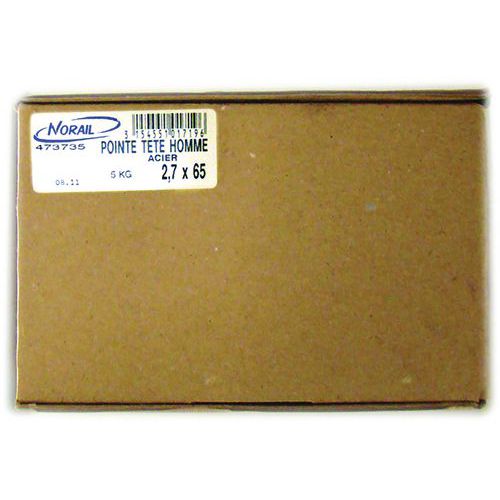 Norail - Pointe tête plate acier - Carton 5kg - 2.5x50mm - Quincaillerie robuste et durable
