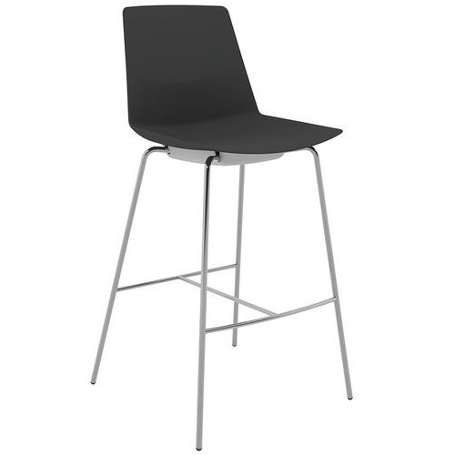 Tabouret Haut Clue Coque Polypro Noir 4 Pieds Chromés