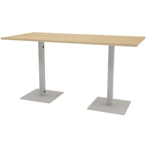 Table Réunion Haute Greko 210x100 2 Pieds 9006 Alu Plt Chêne