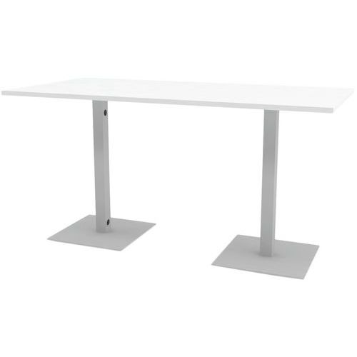 Table Réunion Haute Greko 210x100 2 Pieds 9006 Alu Plt Blanc