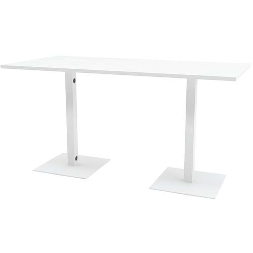 Table Réunion Haute Greko 210x100 2 Pied 9016 Blanc Plateau Blanc