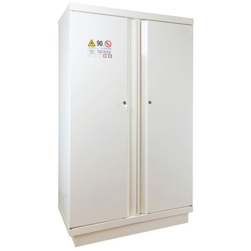 Trionyx - Armoire de sécurité multirisques 90 min - 2 portes 2 compartiments - Acier blanc - 240L - Anti-feu