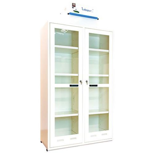 Armoire Haute 2 Portes Vitrées Et 2 Compartiments - 2x140l