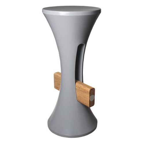 Tabouret Tambar Polyéthylène Gris Acier Et Repose Pied Bois