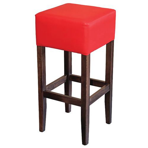 Tabouret Haut Vivaldi Pieds Wengé Ass. Tis. Enduit Pvc Rouge