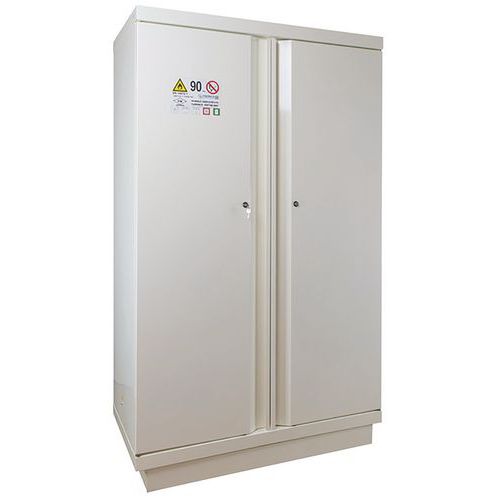 Trionyx - Armoire de sécurité multirisques 220L - 2 portes 4 compartiments - Résistance au feu 90 min - Acier blanc