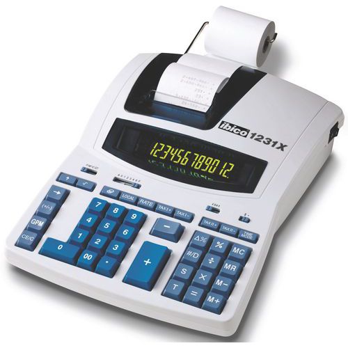 Ibico - Calculatrice Imprimante Professionnelle 1231X - 12 Chiffres - Blanc - Bureau