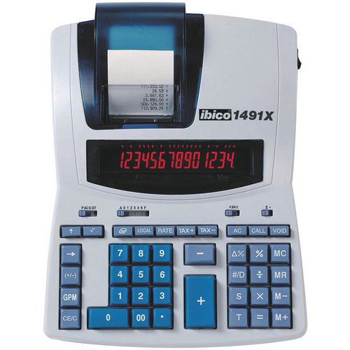 Ibico - Calculatrice Imprimante Professionnelle 1491X - 14 Chiffres - Blanc - Bureau