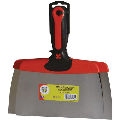 MOB - Lot de 2 couteaux à enduire premium - Lame Inox 16+20cm - Outillage spécialisé