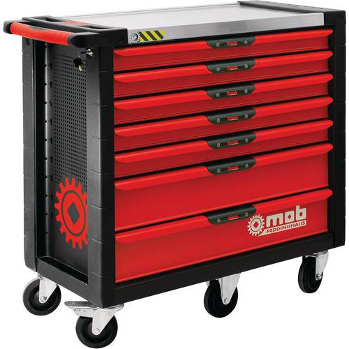Mondelin - Servante d'outils 7 tiroirs Xliner - 177 pièces - Rouge/noir - Rangement professionnel