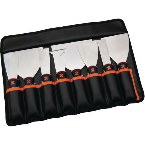 Mondelin - Trousse de 8 couteaux - Manche bimatière Inox - Noir - Outillage professionnel