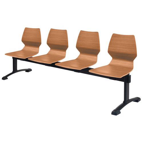 GGI - Banquette FUSIO 4 places - Chêne clair & Noir - Bois multiplis - Confortable & Durable