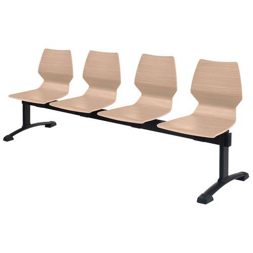 Banquette Poutre Fusio 4 Pl. Pied Noir Coque Chêne Naturel