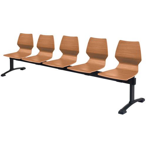 Banquette Poutre Fusio 5 Places Pied Noir Coque Chêne Clair