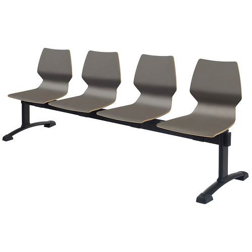 Banquette Poutre Fusio 4 Places Pied Noir Coque Taupe