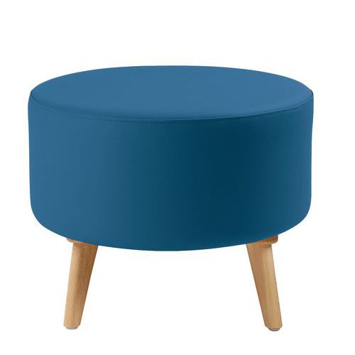 GGI - Pouf Bulle PVC Pétrole - Pieds Bois - Assise 57x57cm H43cm - Lavable Éponge - 5 Ans Garantie