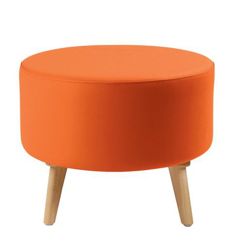 Pouf Bulle Pied Bois Enduit Pvc Orange