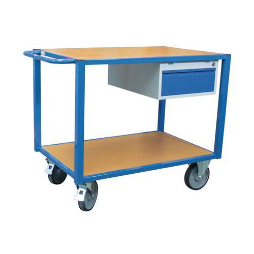 Fimm - Servante 2 plateaux bois 1 tiroir - 500 kg - 945x680x1185 mm - Éco-responsable