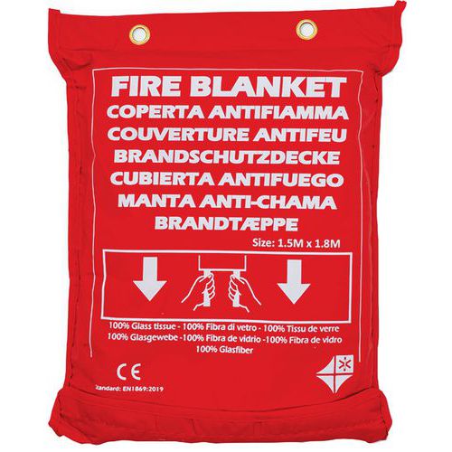 PVS - Couverture anti-feu - 150x180cm - Fibre de verre - Norme EN 1869 - Protection incendie