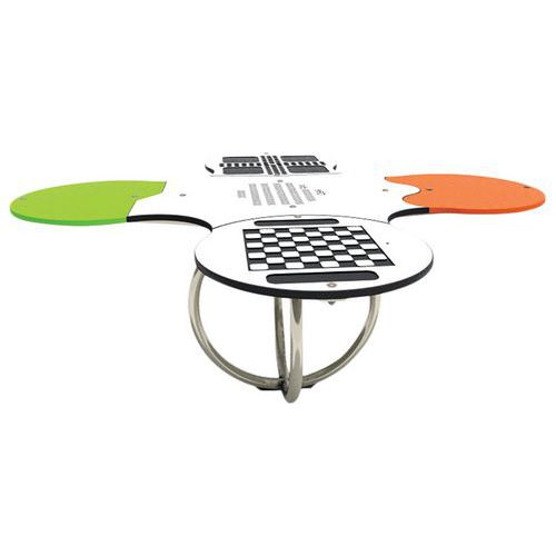 Table de jeux inclusive sans assise - Polyéthylène Blanc/Noir - 4 places - Accessibilité handicapé - Éco-responsable