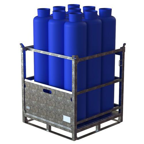 Sameto Technifil - Plateforme mobile stockage bouteilles de gaz - 9 bouteilles - Galvanisé - 1040x1054x1165 mm