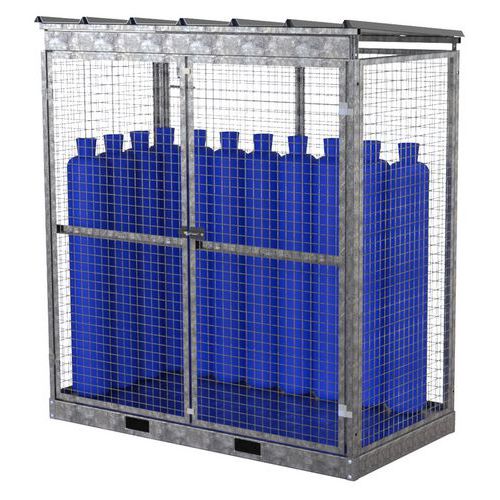 Sameto Technifil - Abri Grillagé Stockage Bouteilles Gaz - Galvanisé - 32 Bouteilles - 2 Portes - Manutentionable