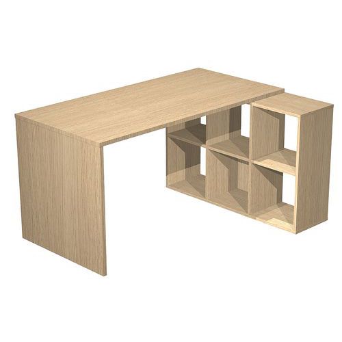 Bureau 140x69 Cm Pied Maxicube 6 Cases Chêne