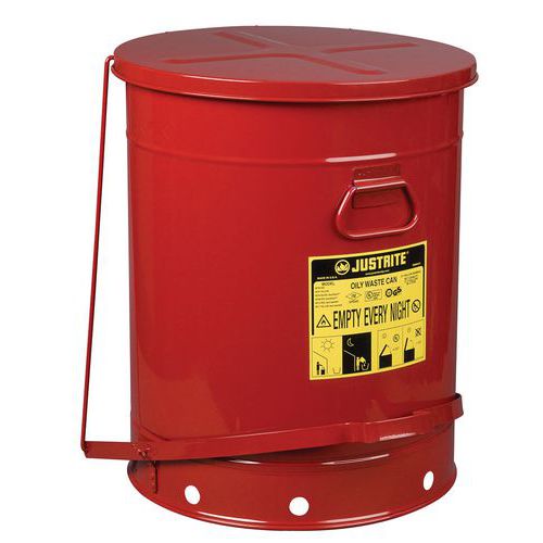 Bidon de déchets huileux rouge 80 L -Justrite Bidon de déchets huileux rouge 80 L -Justrite