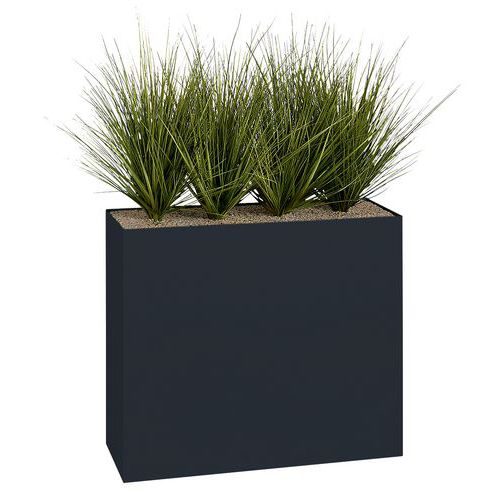 Jardinière Métal Sur Roulettes H 74 Cm Graminées Noir