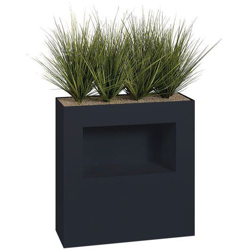 Jardinière Métal Avec Roulettes M1/niche H 90 Graminées Noir