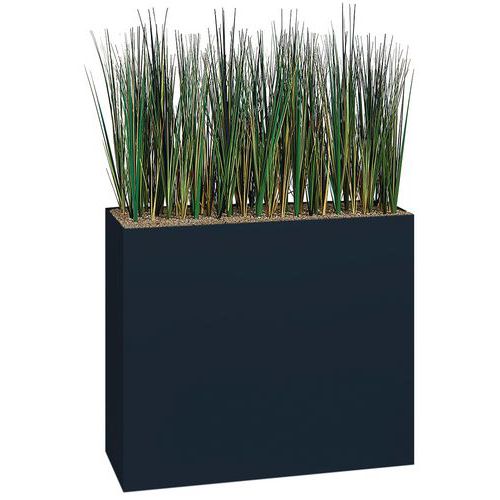 Jardinière Métal Sur Roulettes Hauteur 74 Cm Herbes Gris
