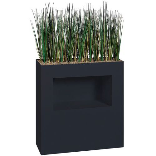 Jardinière Métal Avec Roulettes/niche H 90 Cm Herbes Noir