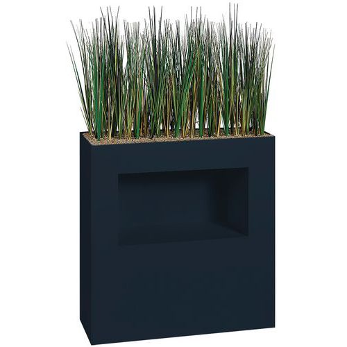 Jardinière Métal Avec Roulettes/niche H 90 Cm Herbes Gris