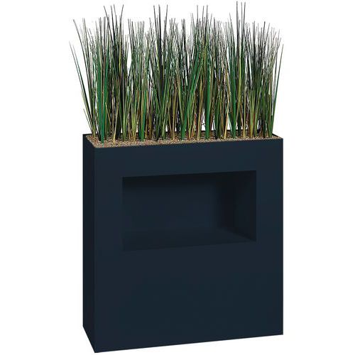 Jardinière Métal Av Roulettes M1/niche H90cm Herbes Gris