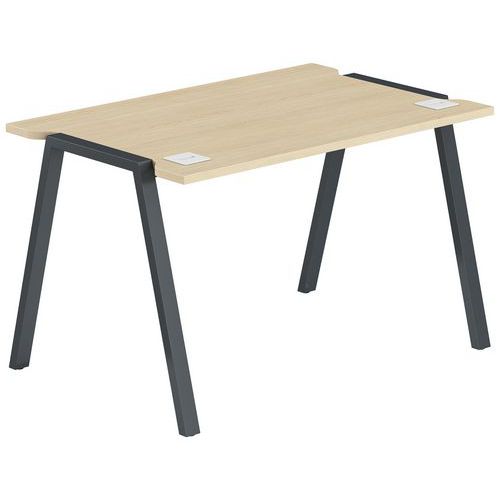 Bureau Gary 100 X 70 Cm Pied Anthracite Plateau Chêne Clair