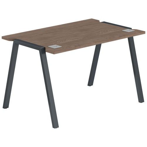 Bureau Gary 140 X 70 Cm Pied Anthracite Plateau Noyer