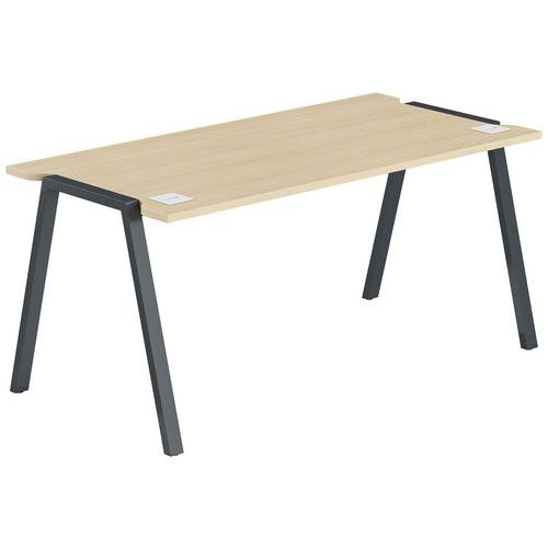 Bureau Gary 180 X 70 Cm Pied Anthracite Plateau Chêne Clair
