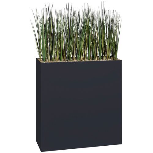 Jardinière Métal Sur Roulettes Hauteur 90 Cm Herbes Noir