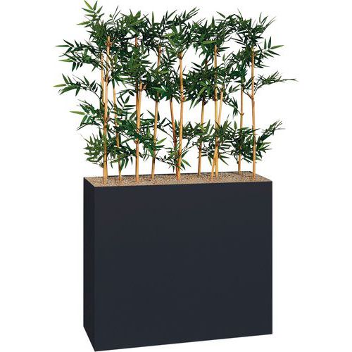 Jardinière Métal Sur Roulettes Hauteur 74 Cm Bambous Noir