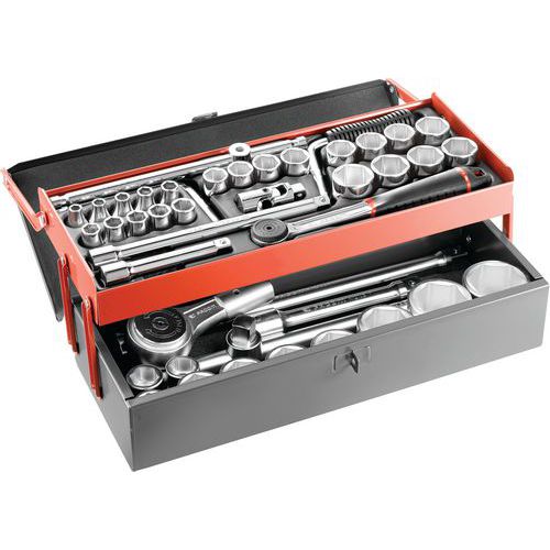 Facom 1 Coffret De Douilles 6 Pans 1/2 Et 3/4 De 8 à 50 Mm Facom