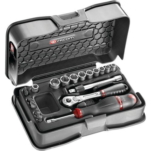 Coffret douilles 1/4 pouces 6 pans - 21 pièces cliquet verrouillage Coffret douilles 1/4 pouces 6 pans - 21 pièces cliquet verrouillage