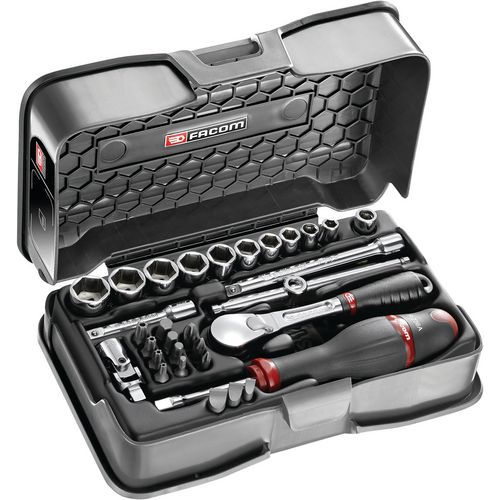 Coffret douilles 1/4 pouces 6 pans et embouts - 31 pièces RL.161. Coffret douilles 1/4 pouces 6 pans et embouts - 31 pièces RL.161.