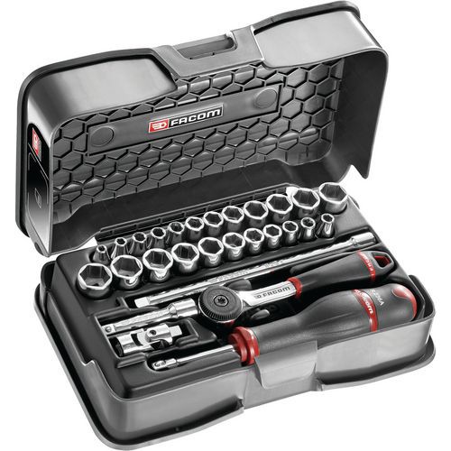 Facom 1 Coffret Douilles 1/4 Pouces 6 Pans Et Pouces - 28 Pièces Facom